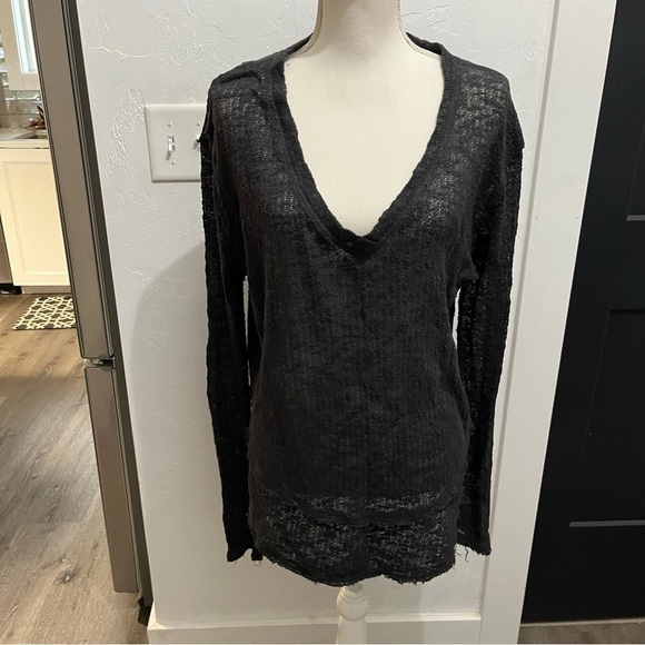 We The Free Gray Ocean Air Hacci Pullover Knit Top Small - Picture 3 of 14